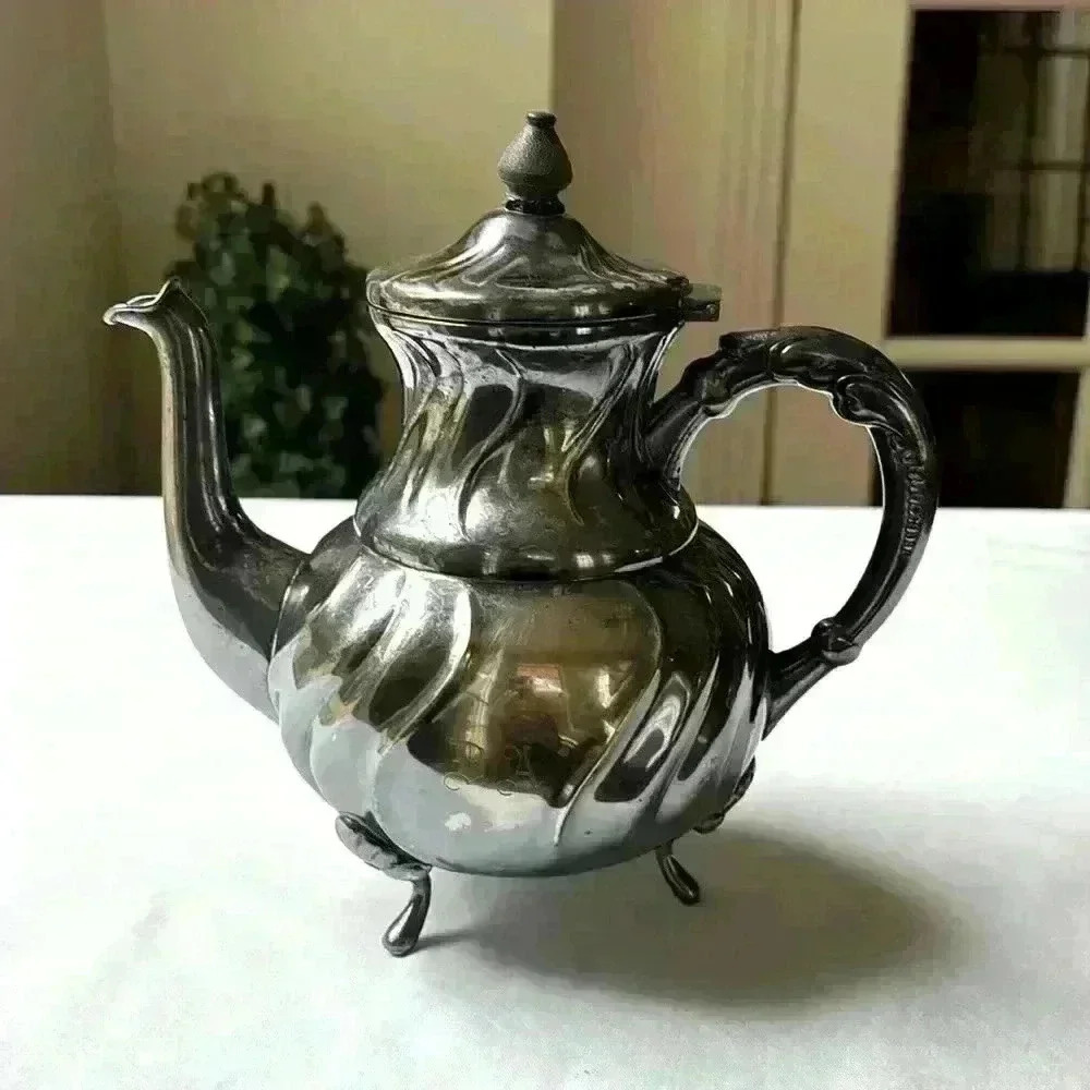Vintage Gefion Coffee/Tea Pot Silverplate Made In Denmark Between 1890 & 1930's